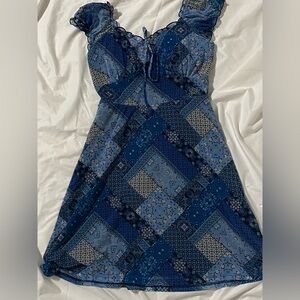 No Boundaries Blue Floral Patchwork dress